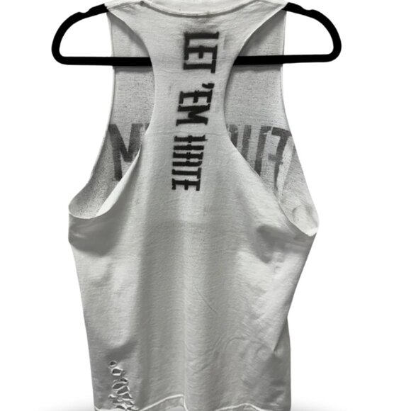 The Drive Clothing Punk LET 'EM HATE White Stringer Tank Top Gym XL Mens Womens - Picture 3 of 7